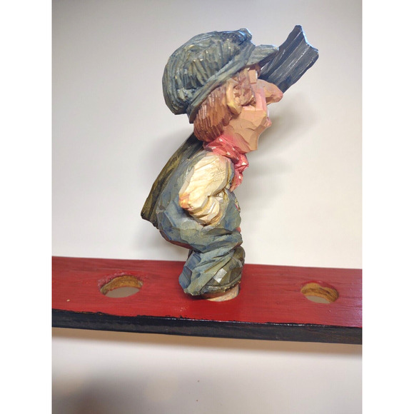 Spit N Whittle Bottle Stopper Worker Man In Overalls Holds Beam Chris Hammack - Picture 2 of 6